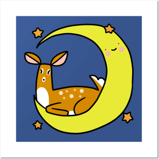 Crescent Moon Deer Posters and Art